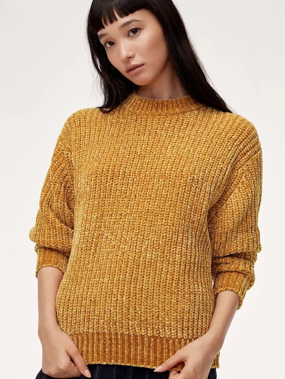 Aritzia Wilfred Salette Knitted Sweater in Cairo Gold Yellow Orange Size Small